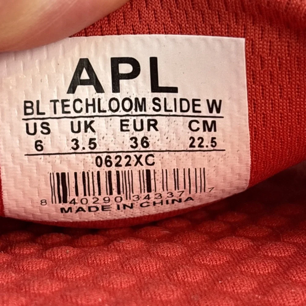 APL Slides Women's 6 BL TechLoom Sandals Red/White NEW
